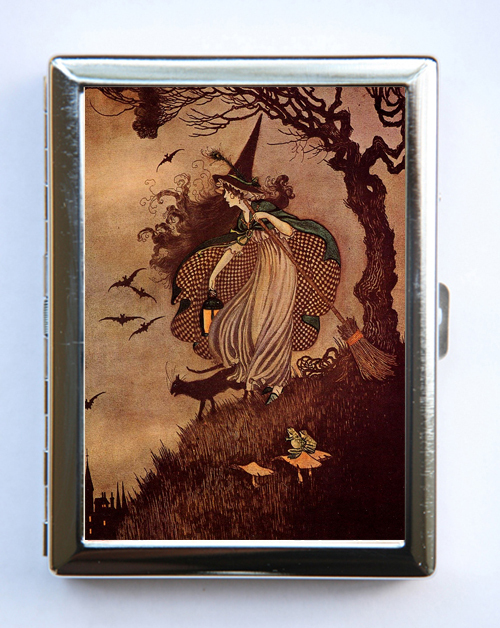 Halloween Witch Cigarette Cigarette Case id case Wallet Business Card Holder