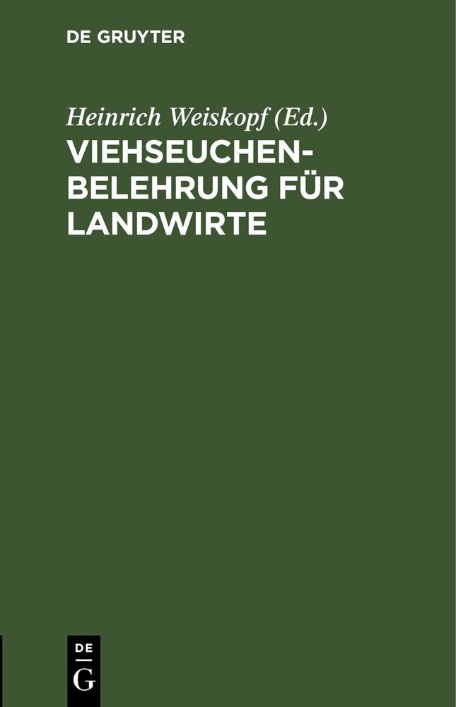 Viehseuchen-Belehrung Für Landwirte (Hardback)