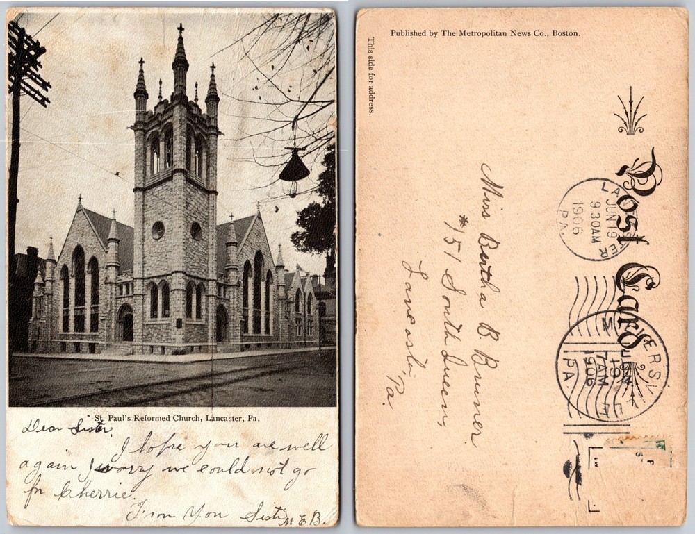St Pauls Reformed Church Lancaster PA Postcard
