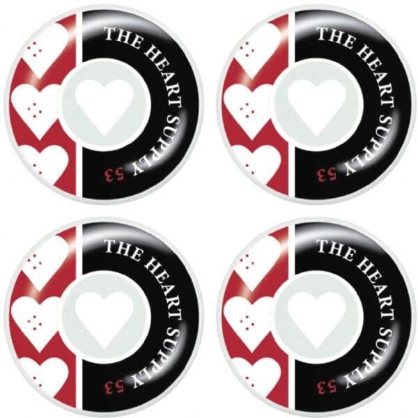 The Heart Supply Squad White/Red Skateboard Wheels - 53mm 99a (Set of 4)