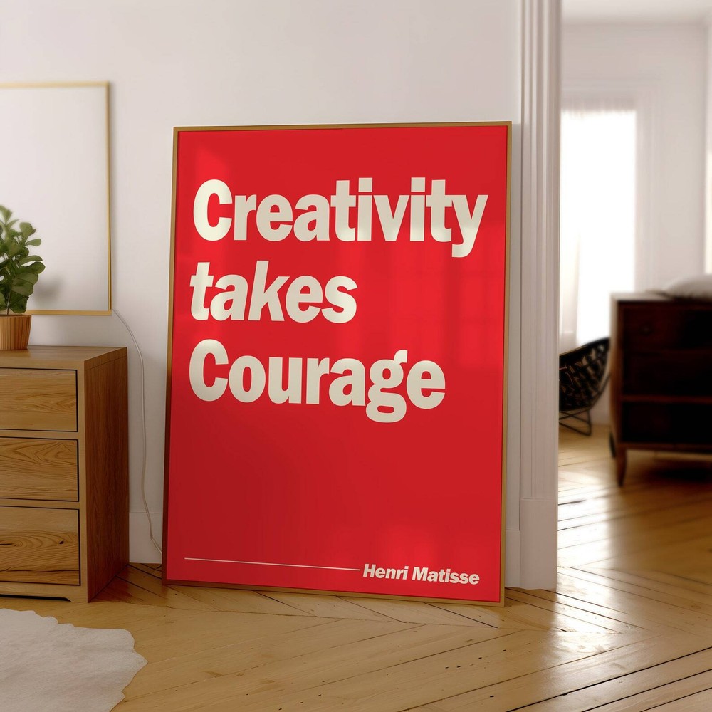 Creativity Takes Courage Wall Print Print Colorful Poster Red Wall Art Modern