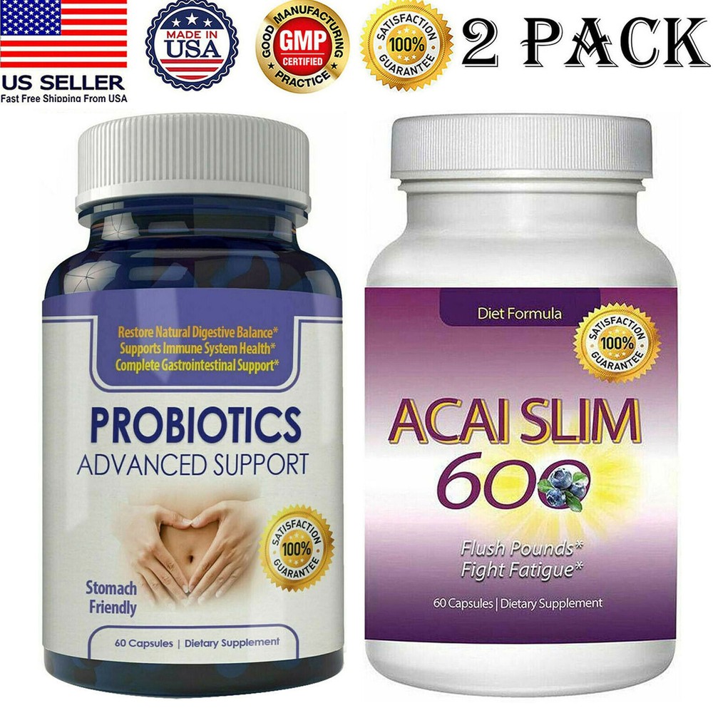 Probiotics Supplement Immune Health Acai Berry Slim Weight Loss Fat Burner Pills-image