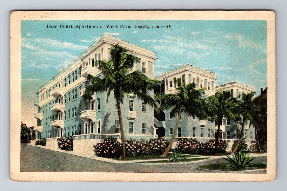 West Palm Beach FL-Floida, Lake Court Apts, Advertising, Vintage Postcard