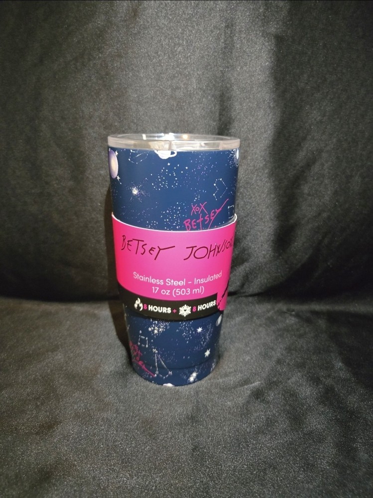 BETSEY JOHNSON 17 oz (503 ml) Stainless Steel Insulated Astronomy Tumbler & Top