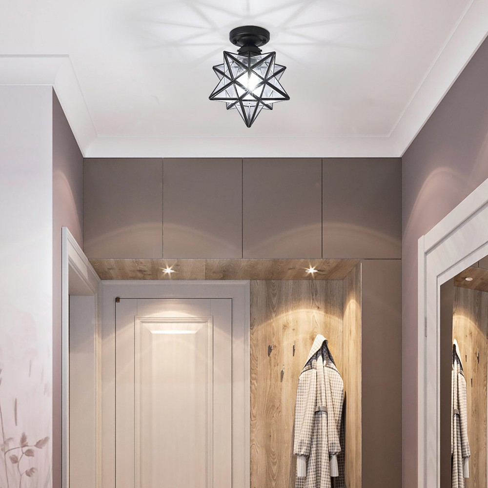 Moravian Star Flush Mount Ceiling Light Shade Clear Glass Star Light Fixtures US