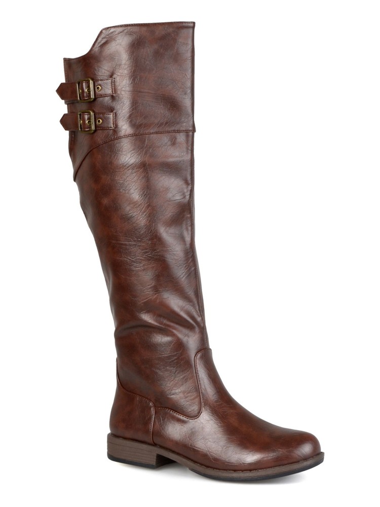 JOURNEE COLLECTION Womens Brown Tori Round Toe Zip-Up Riding Boot 6 M