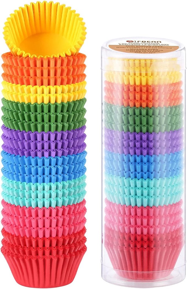 Gifbera Colored Mini Paper Cupcake Liners Vibrant Size, Multicolor