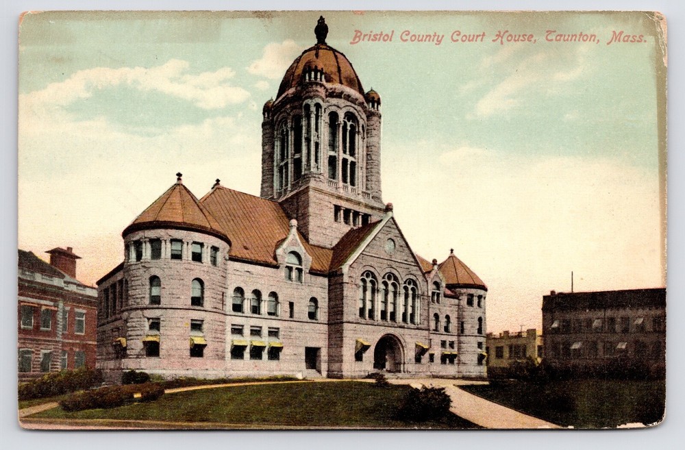 c1910 Bristol County Court House Historic Vtg Taunton Massachusetts MA Postcard