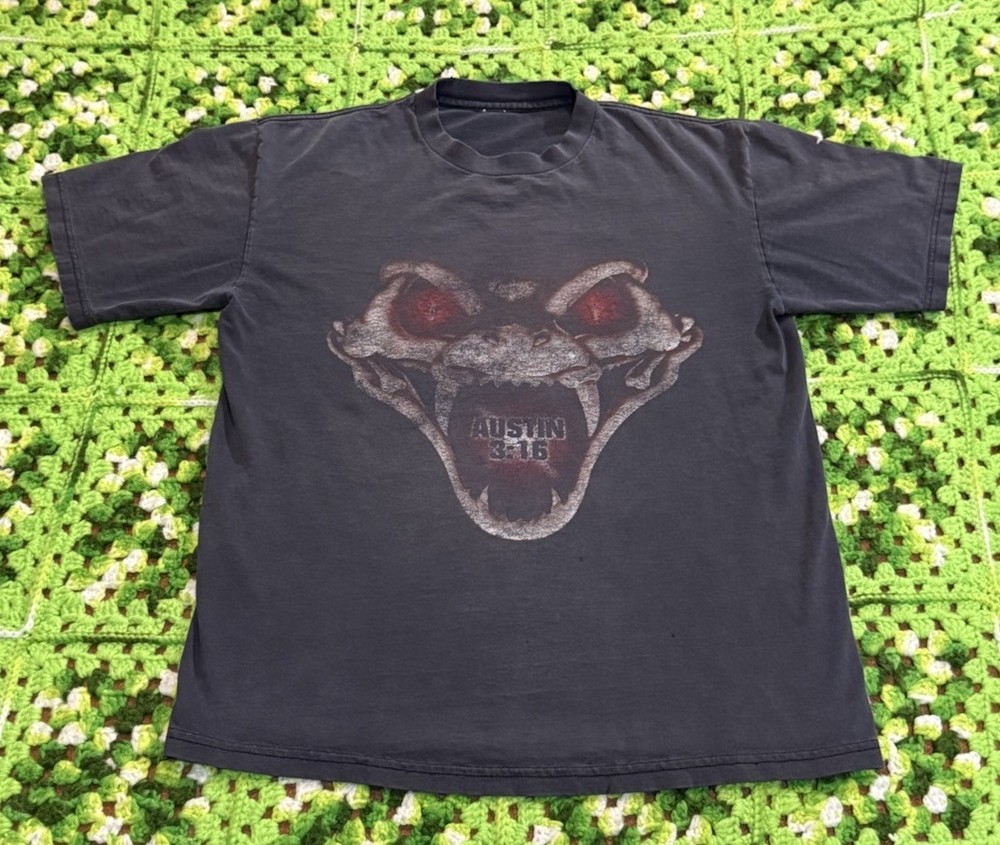 Vtg 90s Stone Cold Steve Austin Rattlesnake WWF Shirt Double Sided Worn Faded