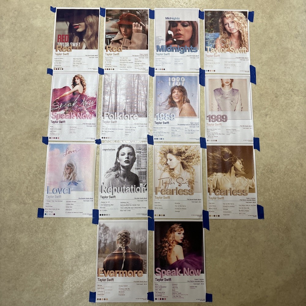 Taylor Swift Music Album Posters Set of 14 Wall Art Canvas Prints 8x12