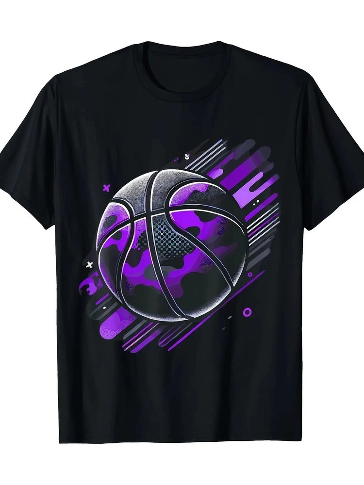 Men's Black Graphic T-Shirt Casual Loose Fit