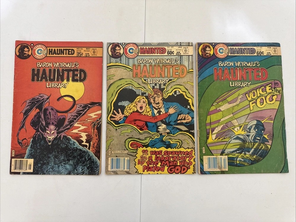 3- Charlton Comics Baron Weirwulf's Haunted Library #36, 59, 60