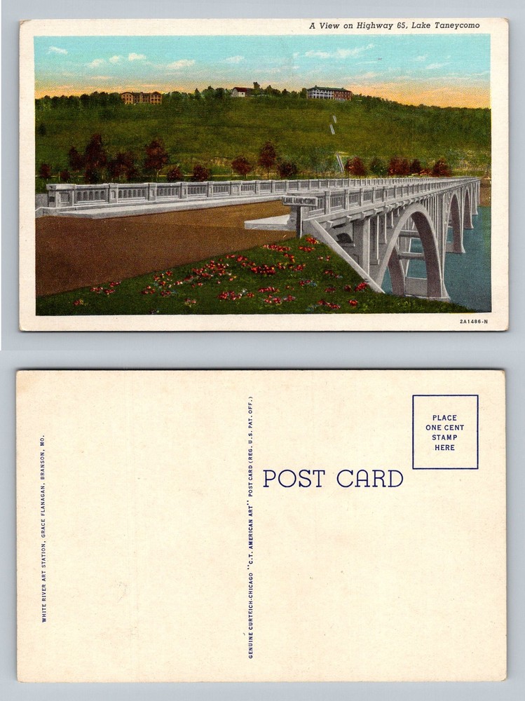Branson, MO-Missouri, Highway 65 Bridge Lake Taneycomo View Vintage Postcard