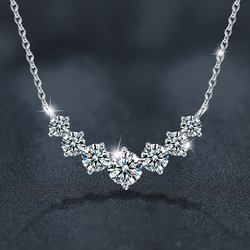 1.7-2.8ct Moissanite 925 Silver Smile Pendant Necklace for Women - Passed Quality Test