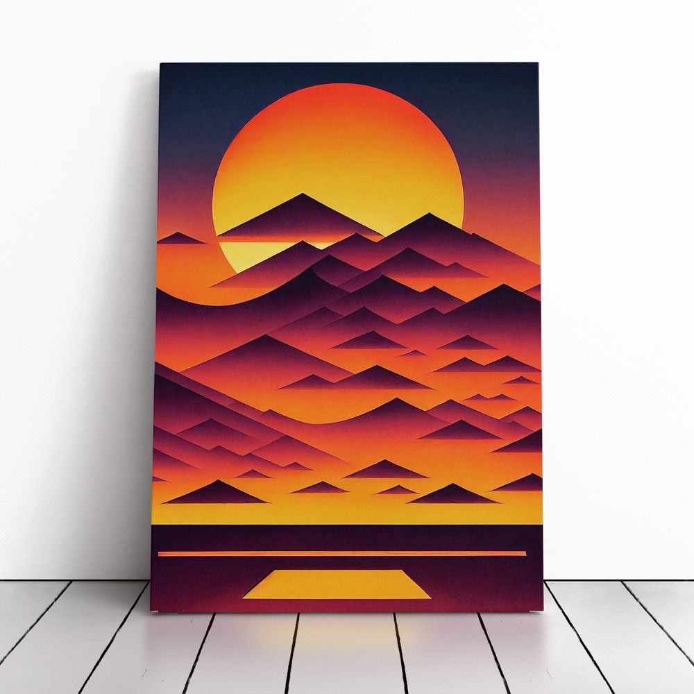 Mountain Sunset Abstract No.1 Canvas Wall Art Print Framed Picture Home Decor
