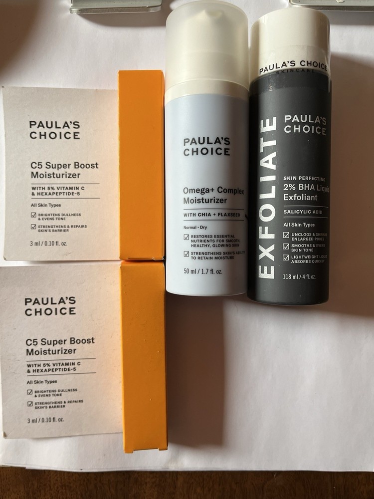 NEW PAULA’S CHOICE Set Complex Moisturizer/2% Exfoliant/2x Super B. Moisturizer