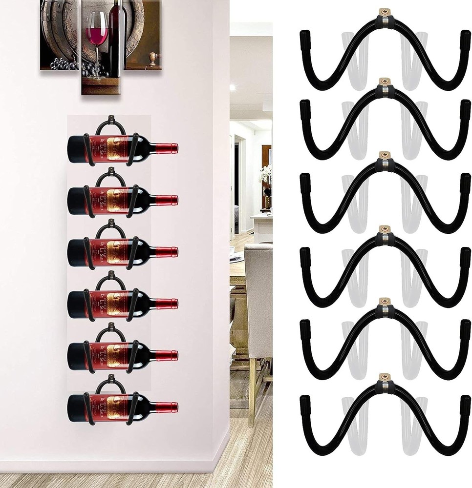 Wine Wall Holder 6 Pack Wall Mounted Wine Rack Wine Bottle Display Holder