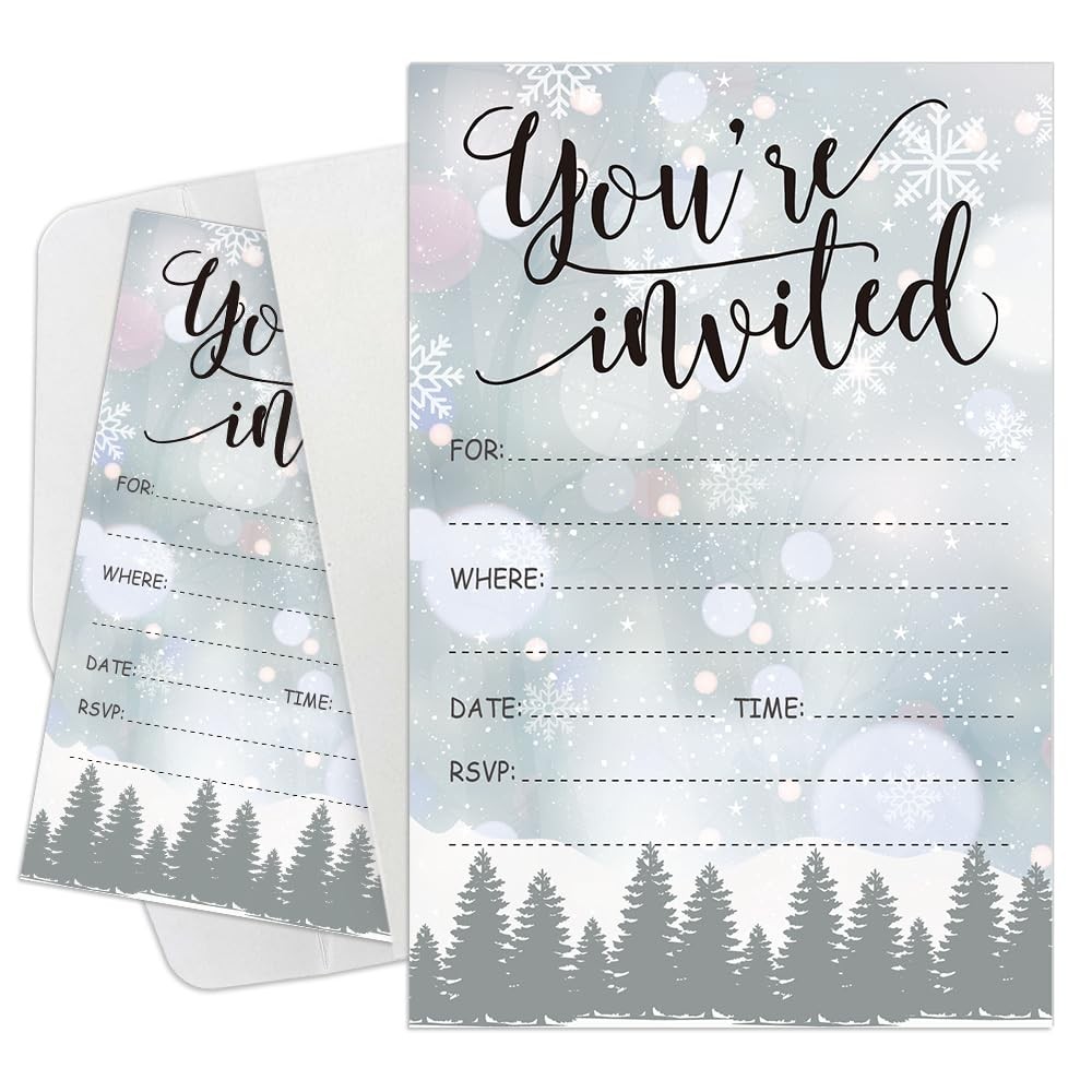 15-Pack Winter-Themed Invitations with Envelopes for Birthdays & Weddings