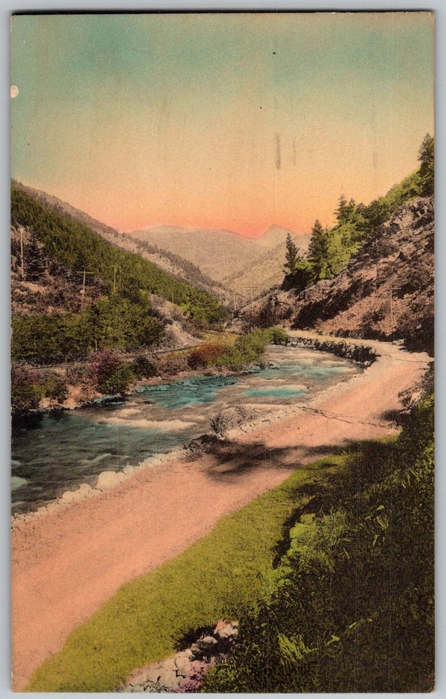 Vtg Postcard Clear Creek Canyon Road Denver, CO 1930s