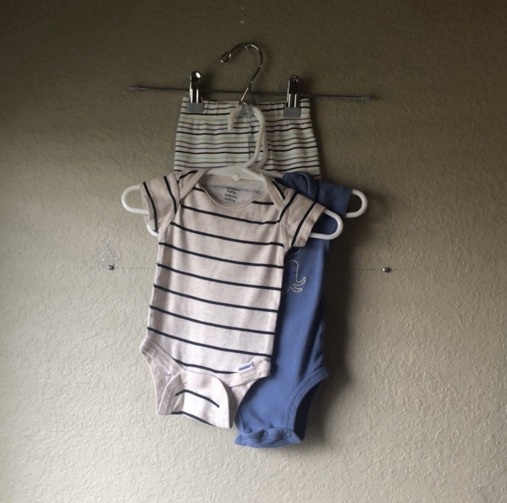 3 Piece Bundle Set of Pants & 2 Short Sleeve Shirts Baby Boy Size 0-3 Months
