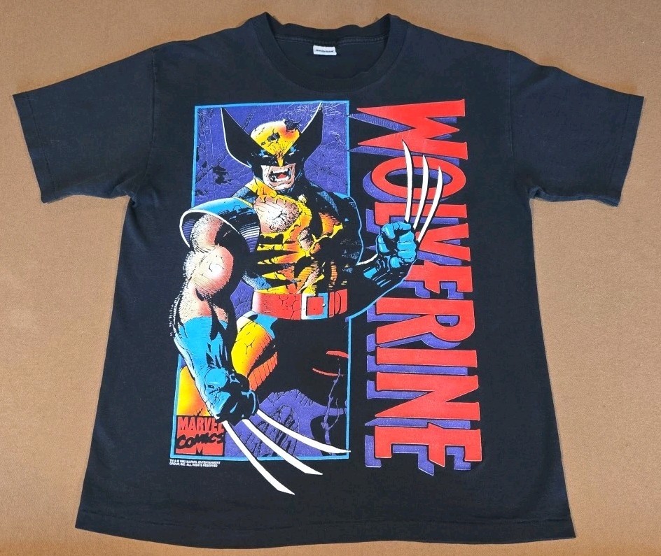 Vintage 1993 Wolverine Black T Shirt Size Medium Marvel Single Stitch
