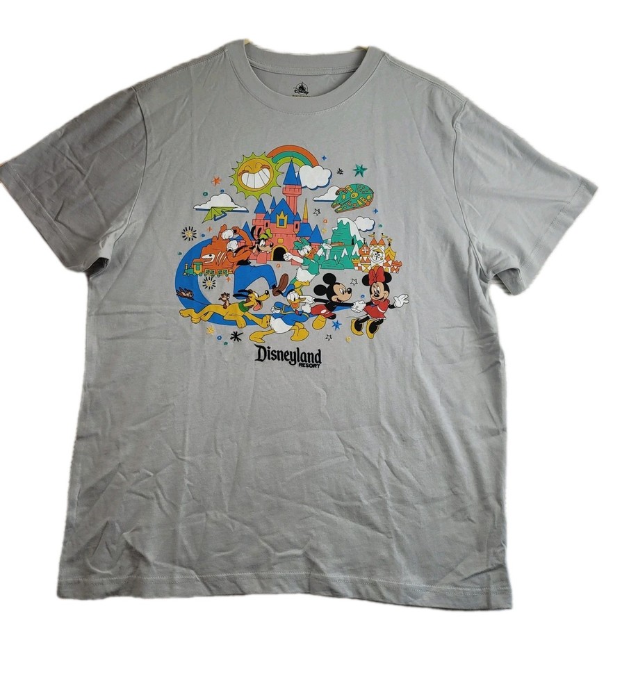 Disney Disneyland Resort Play in the Park T-Shirt Mickey Minnie Friends Gray L