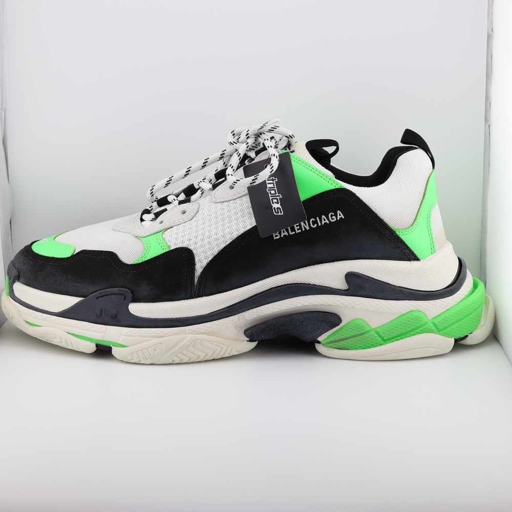 READ Balenciaga Triple S Sneaker White Green Fluo 536737 W09O6 9063 US 14 EU 47