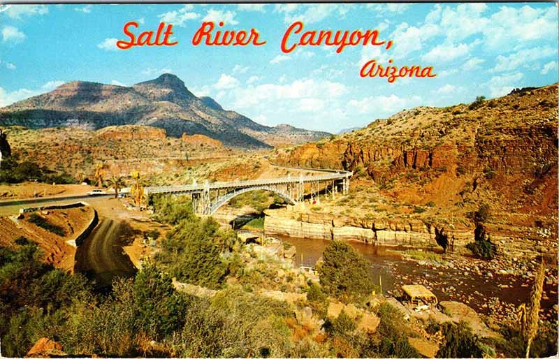 Postcard BRIDGE SCENE Between Globe & Show Low Arizona AZ m/09 AN8381