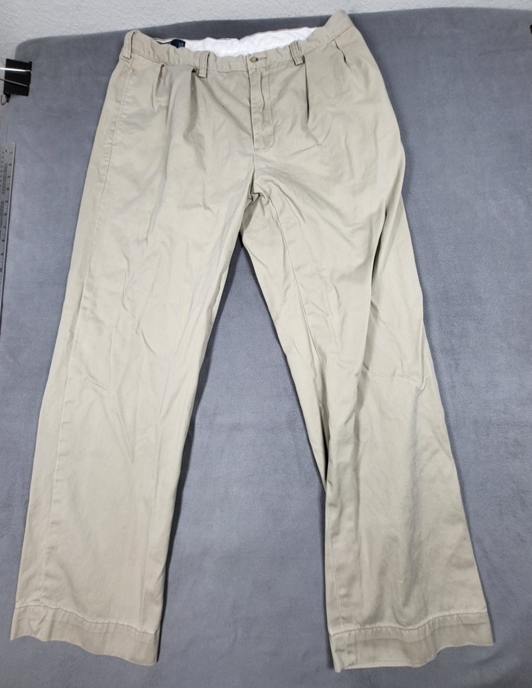 Polo Ralph Lauren Ethan Chino Pants Men 34X28 Beige Pleated Classic Lightweight
