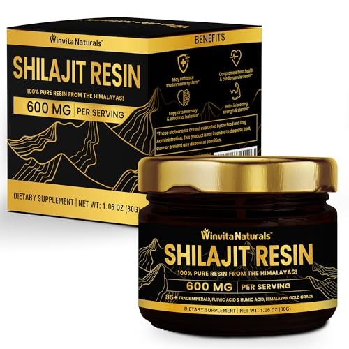 Pure Himalayan Gold Grade Shilajit Resin 600mg Organic