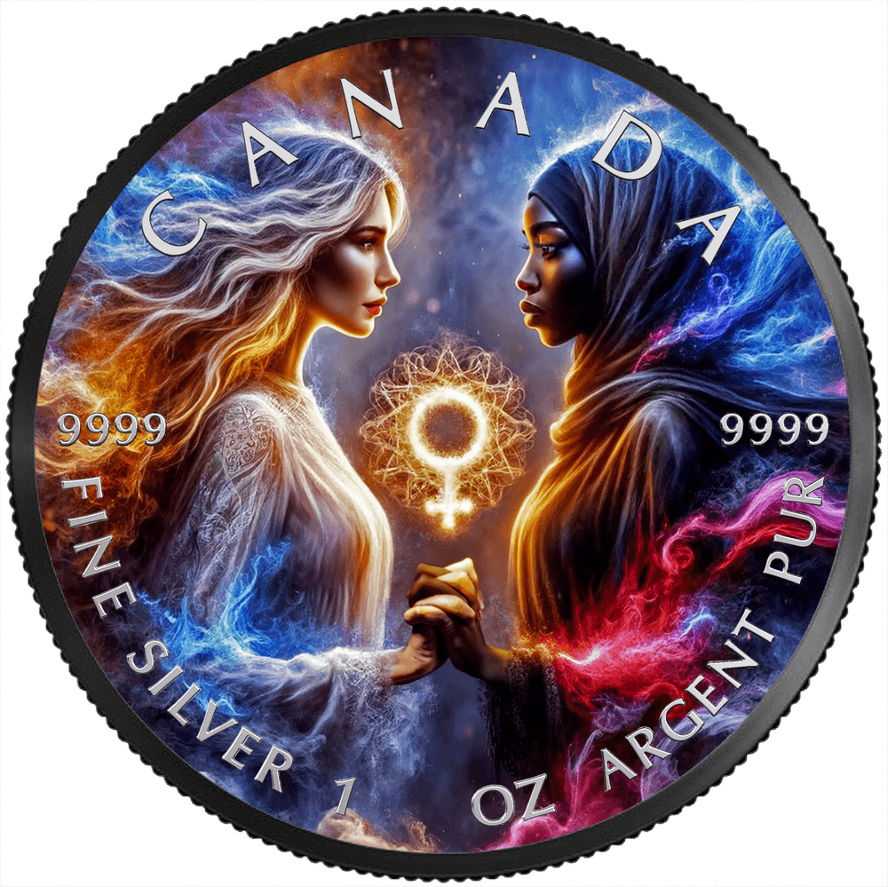 2024 Canada Women’s Day 1 oz Silver Ruthenium Coated Colorized Coin