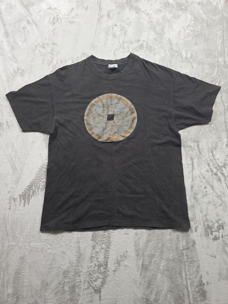 Y2k Vintage Men's Black Chinese Coin Skater Style T-Shirt Size XL Grunge Punk