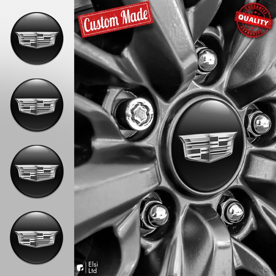 Custom 4-Piece Cadillac Wheel Cap Decals | Premium Rim Emblems
