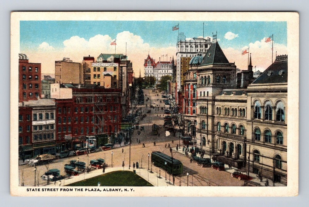 Albany NY-New York, State Street from the Plaza, Antique Vintage Postcard