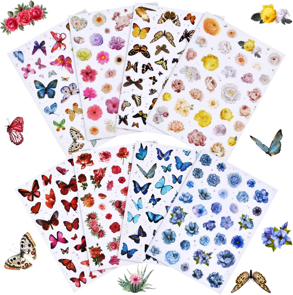 264Pcs Flower Butterfly Scrapbook Stickers for Kids, Water Bottle Stickers, Lapt