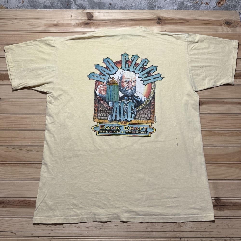 Vintage 90s Bank Draft Brewing Company Bad Czech Ale Shirt Size XL Single Stitch