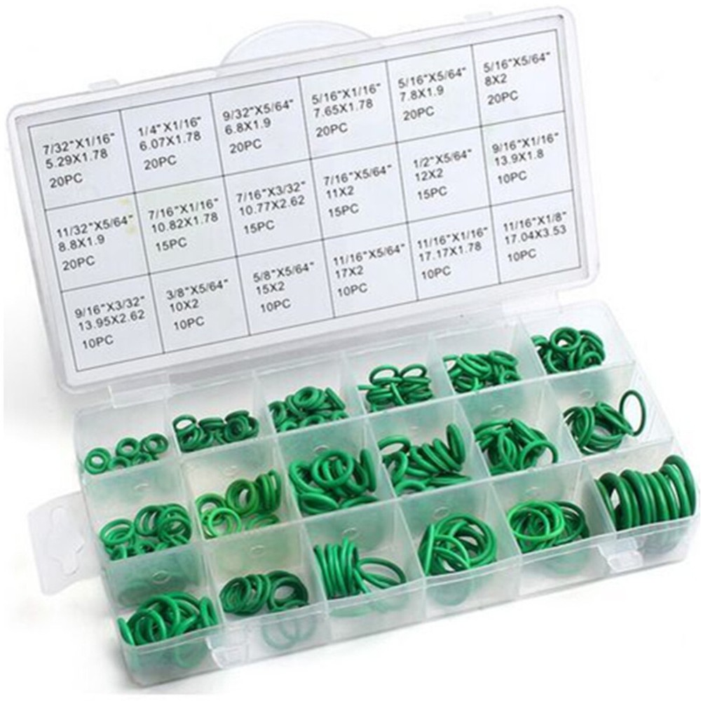 270X Green Rubber Car HNBR A/C System Air Conditioning O Ring Seals Kit Tools