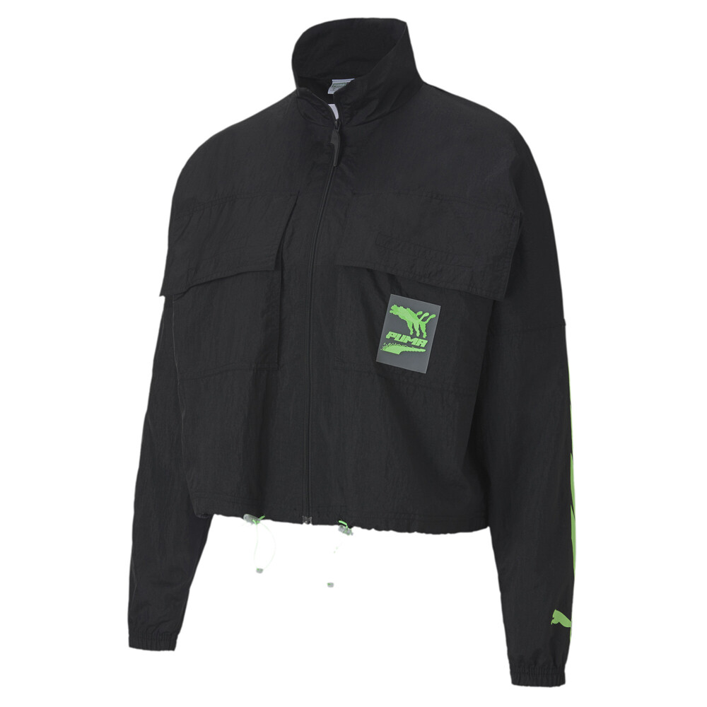 Puma Evide Track Woven Full Zip Jacket for Women Size L Casual Athletic Hooded Outerwear