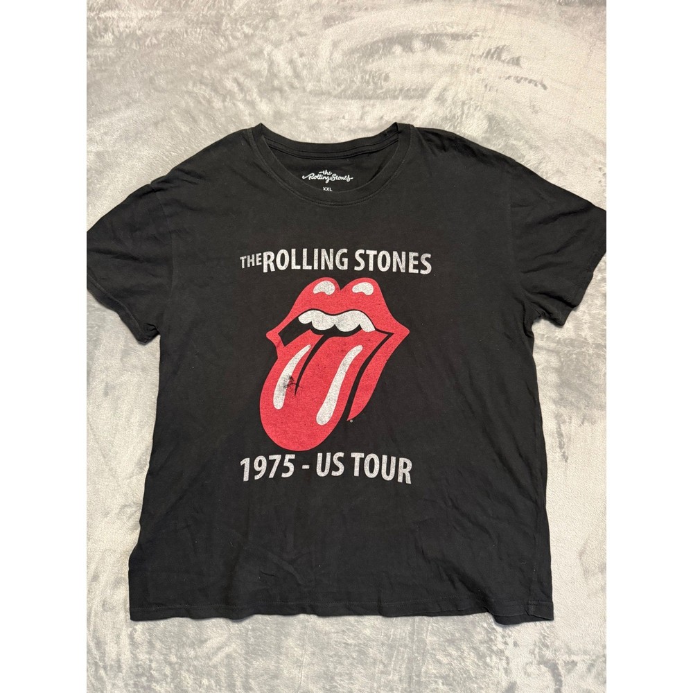 The Rolling Stones T-Shirt Mens XXL Black 1975 US Tour Tongue Graphic Rock Band