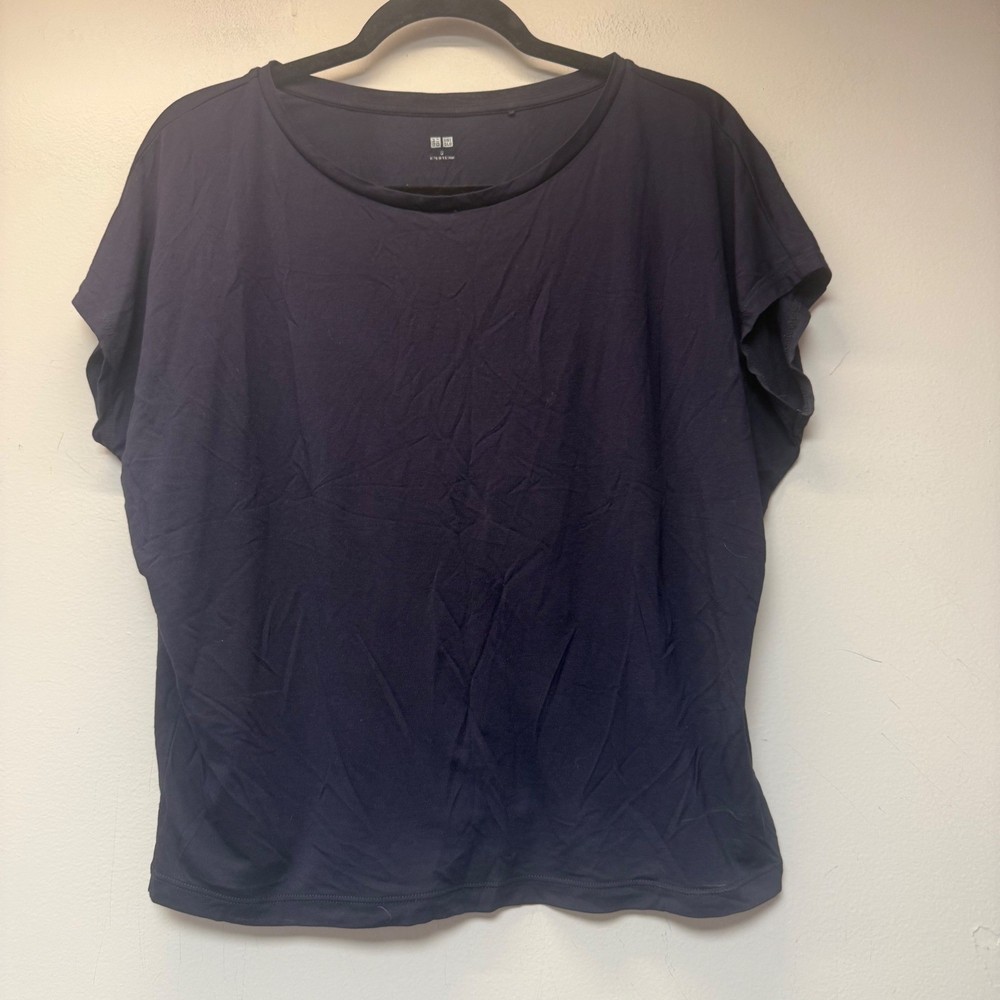 Uniqlo Dolman Sleeve Top Womens S Navy Blue Excellent Modal Blend Scoop Neck