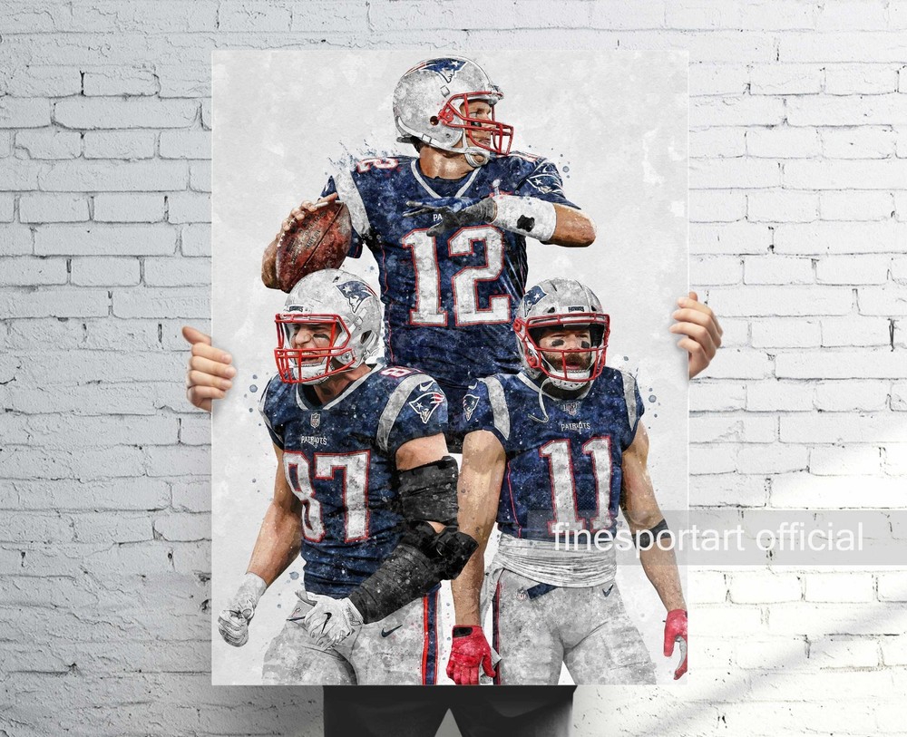Tom Brady, Rob Gronkowski and Julian Edelman Patriots Canvas Wall Art / Poster
