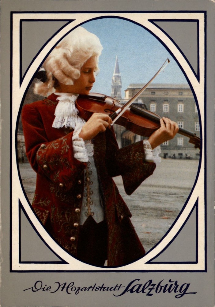 Austria Salzburg Wolfgang Amadeus Mozart violin ~ art postcard  sku969
