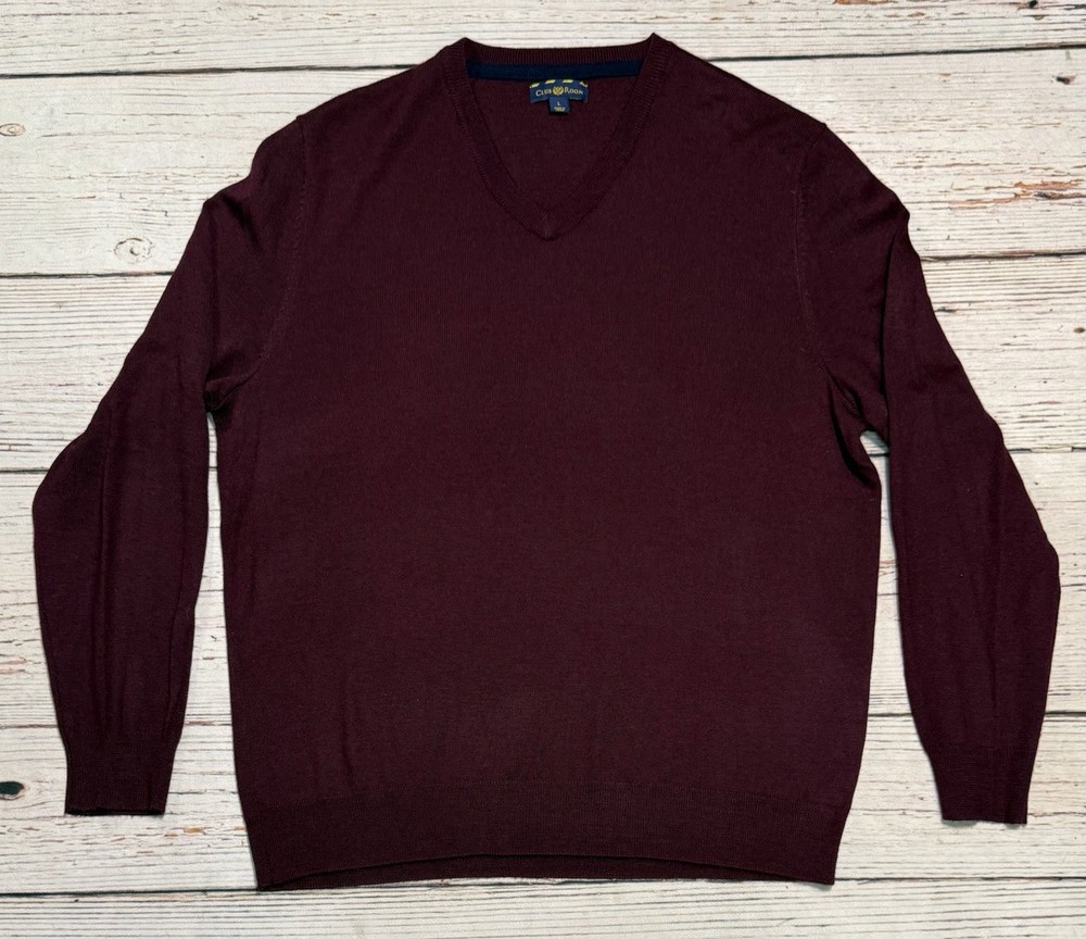 Club Room V-Neck Sweater Men’s Sz L Merino Wool Blend