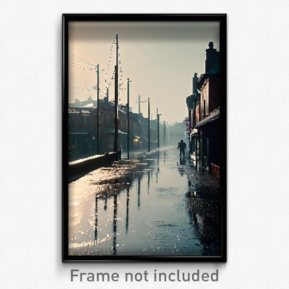 Pixel Art Poster - Damp Thoroughfare (8 Bit Psychedelic Trippy Video Game Print)