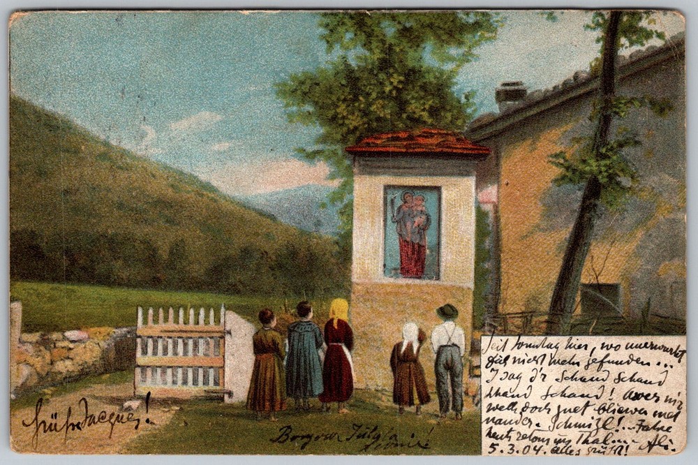 Antique Postcard Schutzengel Wayside Bregenzerwald, Austria 1900s