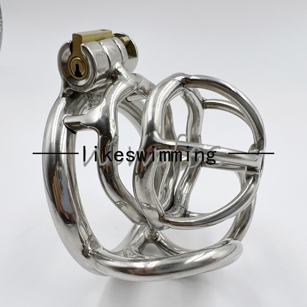 Stainless Steel Male Chastity Device Lock Prevent Testis Separate Cage Ring Belt