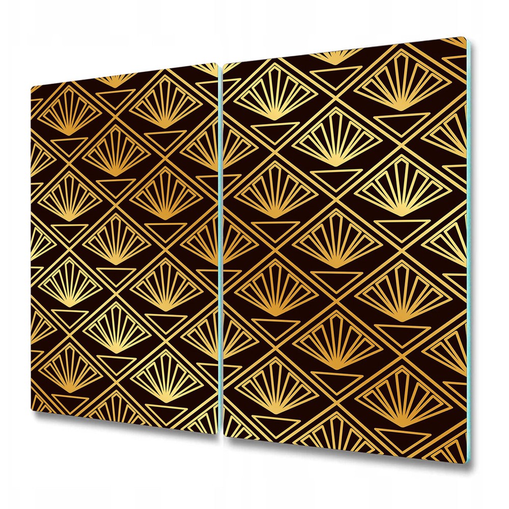 Glass Kitchen Chopping Board Art deco template golden and black large 2x30x52