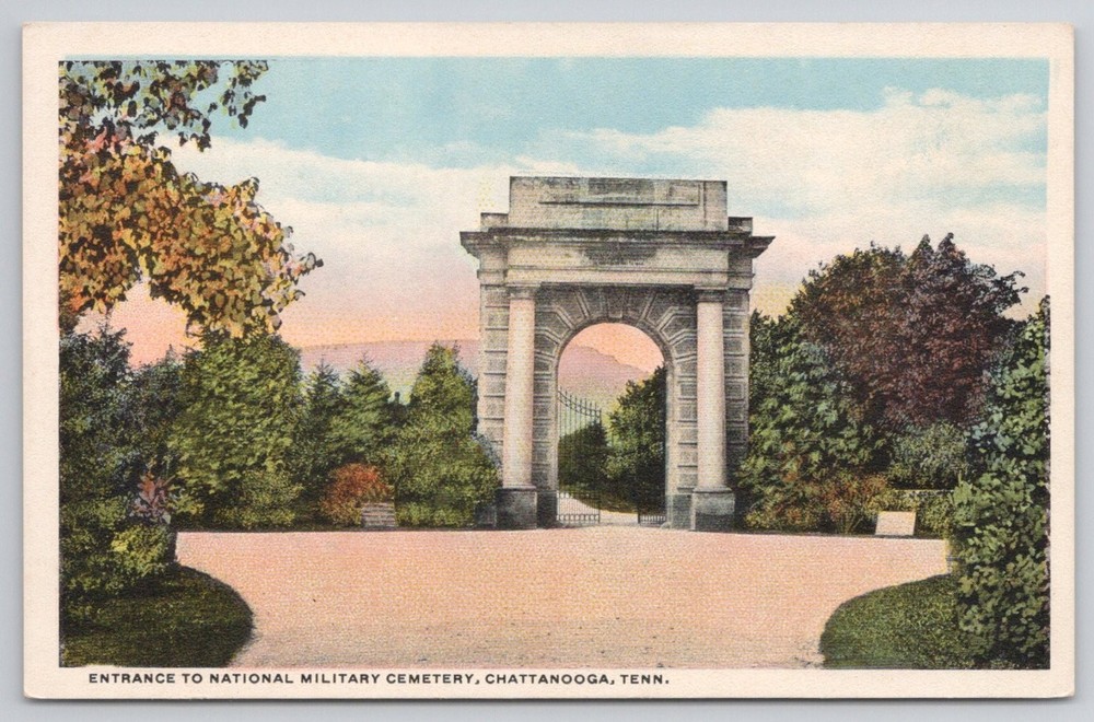 Chattanooga TN National Military Cemetery Gateway Entrance Postcard c1910s