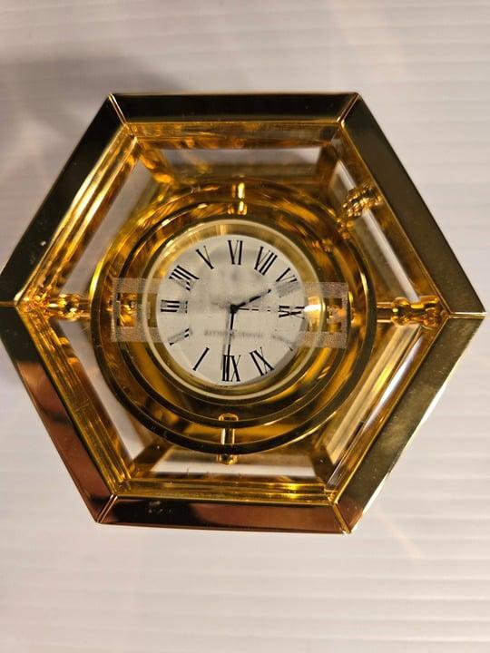 Howard Miller Franke Swivel Brass Clock with box and papers