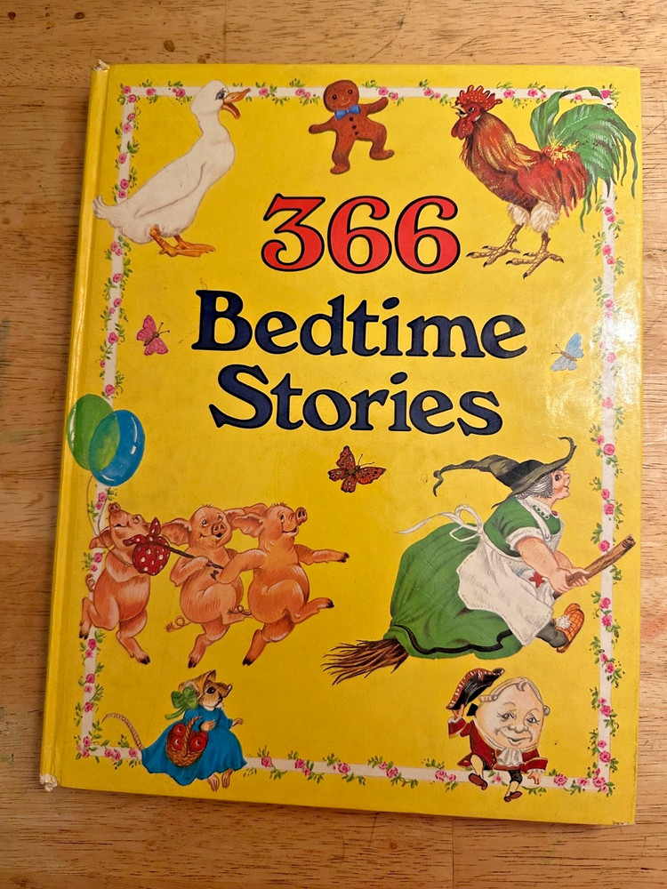 366 bedtime stories big vintage yellow picture book for kids